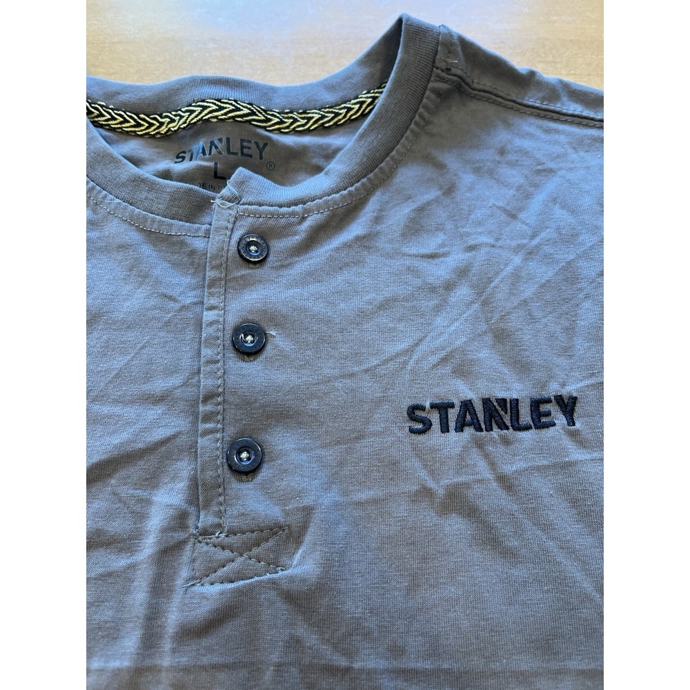 Men's Stanley Short Sleeve Gray Shirt NWT 3 Button Sz L - Picture 2 of 10